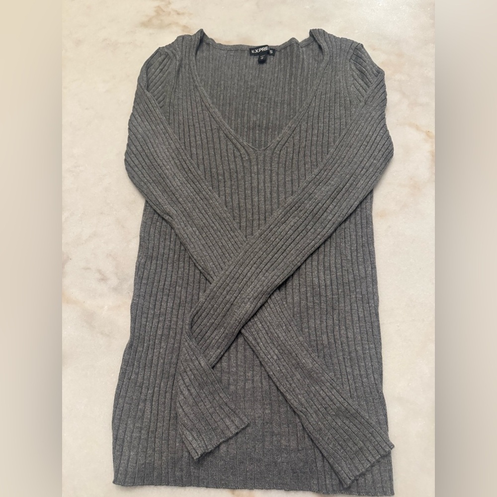 Express Ribbed V Neck Sweater